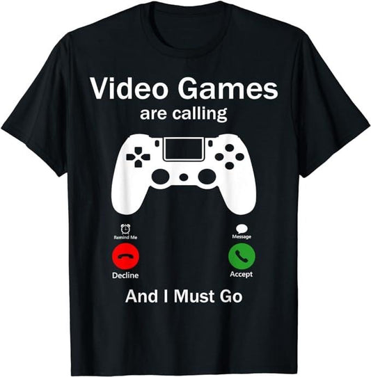 Funny Gamer Shirts, Special Gifts For Gamers, Video Games Are Calling And I Must Go Funny Console Gamer T-Shirt Menswear...