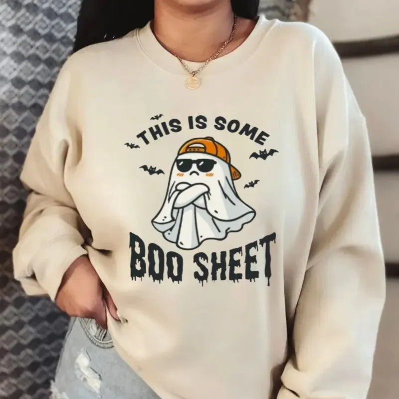 Funny Ghost Sweatshirt, Halloween Shirt, Boo Sheet Sweatshirt ,This Is Some Boo Sheet Funny Halloween Sweatshirt , Funny...