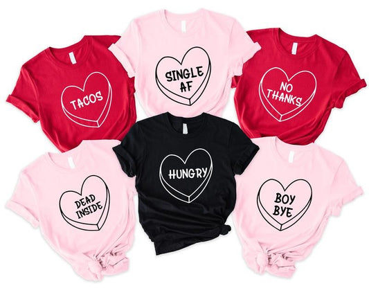 Funny Girls Group Valentine Shirt, Matching Anti Valentines Day Tee For Besties, Matching Galentines Day Friends Short...