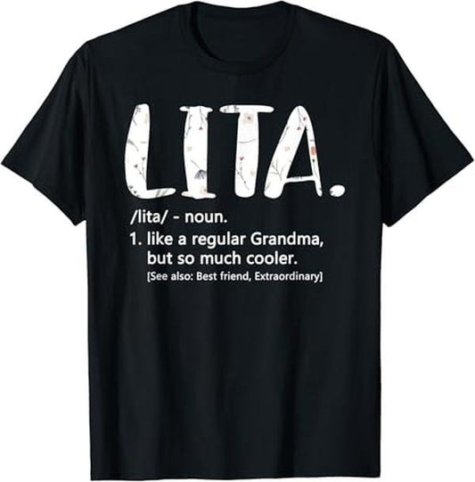 Funny Grandma Shirt, Gift For Grandmother, Grandma Lita T-Shirt Casual Cotton Top Hoodie, Sweatshirt | InkThreadWorks.com