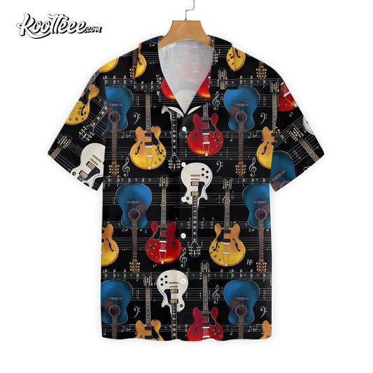 Funny Guitar Pattern Music Lover Guitarist Hawaiian Shirt