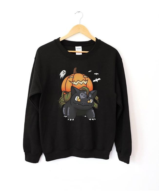 Funny Halloween Horror BuIbasaur Crewneck, Spooky Pumpkin Monster Sweatshirt, Halloween Gift Idea T-Shirts, Hoodie