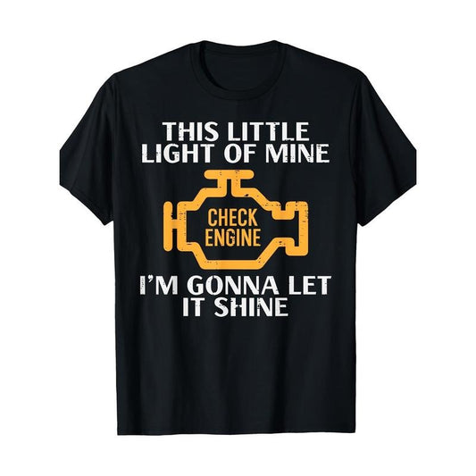 Funny Mechanic T-Shirt for Men - Humorous Check Engine Light Design, Short Sleeve, Casual Wear for Garage Enthusiasts and...