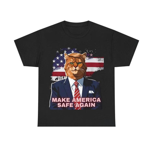 Funny Meme Cat "MAke America Safe Again" Graphic Shirt