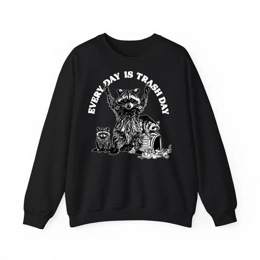 Funny Meme Raccoon Sweatshirt For Women And Men, Every Day Is Trash Day Possum Rodent Sweatshirt, Trash Panda Graphic Tee, Vintage Unisex Raccoon Merch