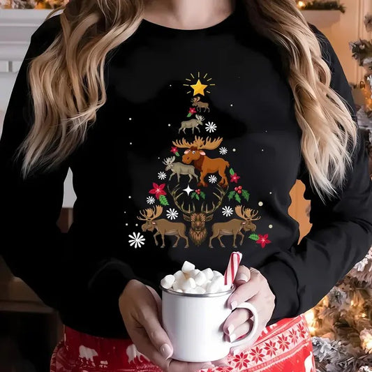 Funny Moose christmas tree shirt,Moose Christmas Sweatshirt, Moose Loves Sweater, Moose Reindeer Shirt, Moose Shirt...