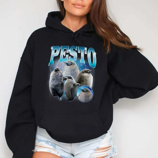 Funny Pesto The Baby Penguin Famous Bird Meme Hoodie Casual Street Style Fleece Pullover Hooded Sweatshirt Tops Trendy For Women For Men, Perfect Gift