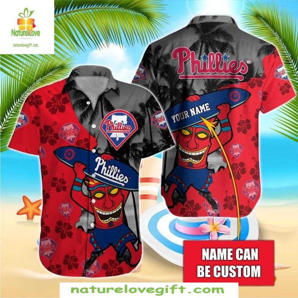 Phillies Hawaiian Shirt Customizable Surf And Turf Baseball Apparel