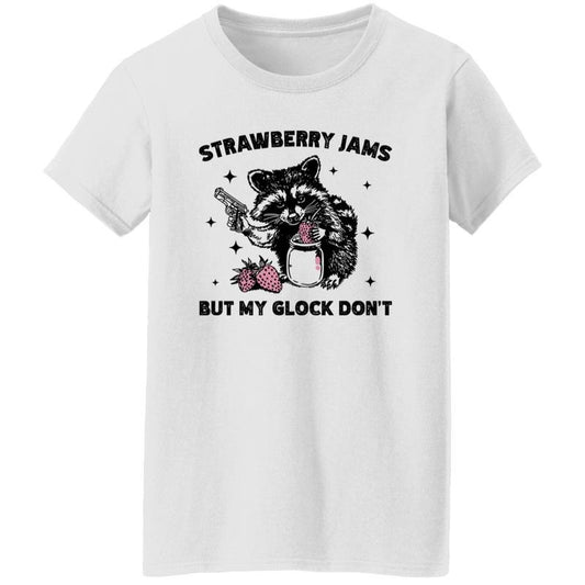 Funny Racoon Strawberry Jams But My Glock Don't Unisex Shirt Hoodie, Sweatshirt | InkThreadWorks.com