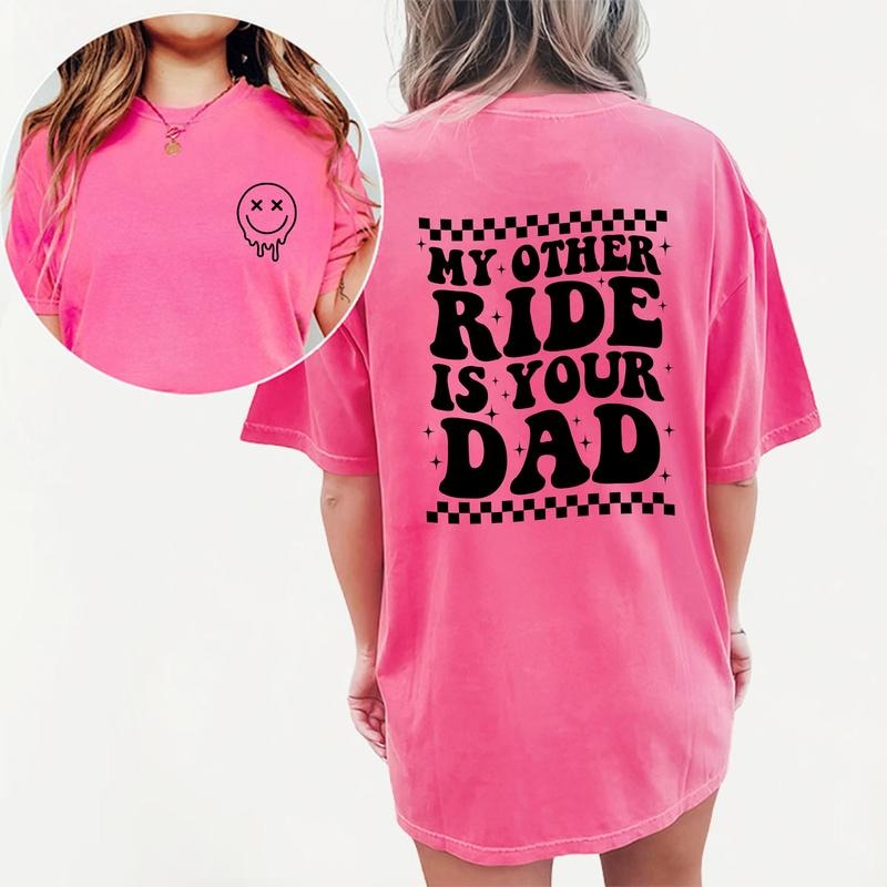 Funny Ride Women Tee, Humor Graphic Tee For Wife, Funny Wifey T-shirt, Women's Tops, Womenswear, Cotton Fabric Relaxed Fit Chic Style