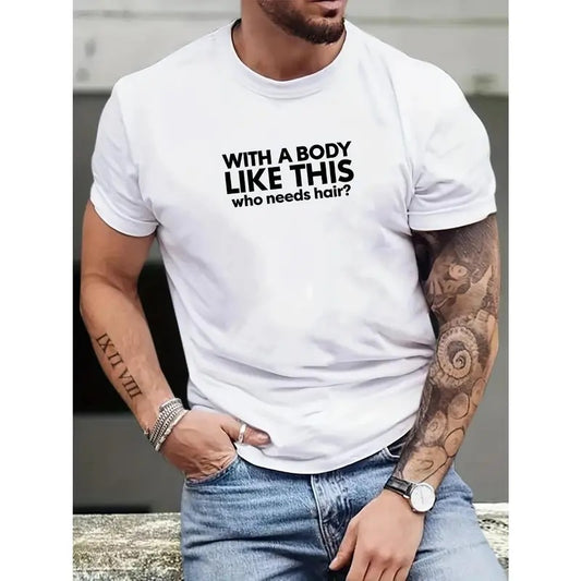 Funny Slogan Pattern Print Men's Comfy T-shirt, Graphic Tee Men's Summer Outdoor Clothes, Men's Clothing, Tops For Men Made in USA