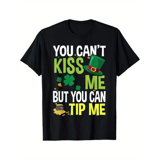 Funny St Patricks Day Waitress Bartender Waiter Tips T-Shirt Crew neck, casual, print, Fashion, 220g Made in USA