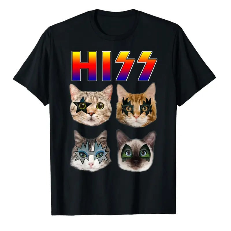 Funny Tee Hiss Funny Cats Kittens Rock Rockin Short Sleeve T-shirt Gift Tee Pun Hoodie, Sweatshirt | InkThreadWorks.com