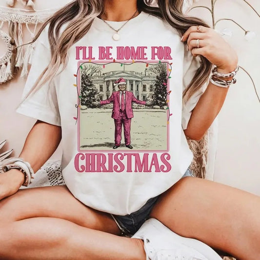 Funny Trump Christmas tshirt, I'll be home for Xmas tshirt, 2024 Political tshirt, Merry Vibes png, Holiday Sublimation\...