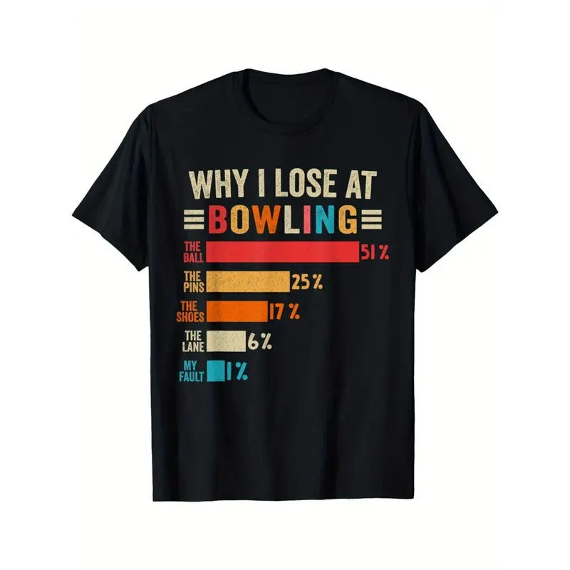 Funny bowling man why I lost bowling t-shirt Made in USA