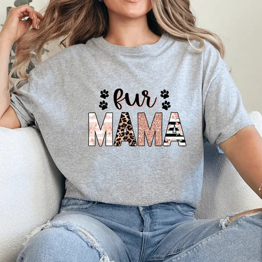 Fur Mama Casual Everyday T-Shirt.  Perfect Gift for Cat and Dog Owners Hoodie, Sweatshirt | InkThreadWorks.com