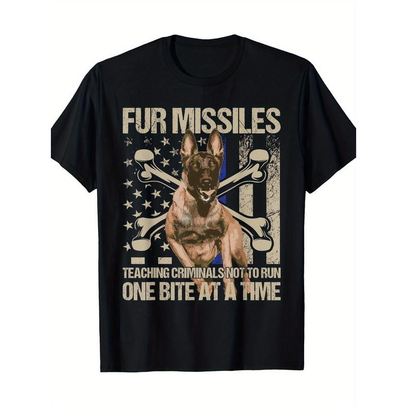 Fur Missiles Teaching Criminals Blue Line K9 Dog Unit Police T-Shirt Made in USA Hoodie, Sweatshirt | InkThreadWorks.com