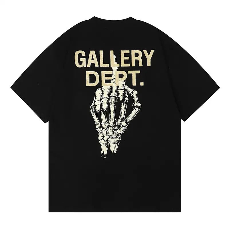 GALLERY DEPT T-shirt skull hand bone finger print T shirt car graphics classic letter slogan print short-sleeved loose casual men and women half-sleeved round neck hip-hop T-shirts Menswear Top Tshirt  Underwear Human Crewneck Shortsleeve Tropical