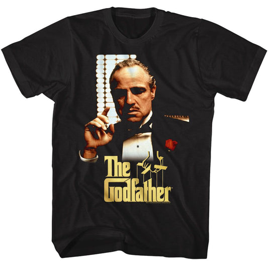 The Godfather - Gold Logo Point - American Classics - Solid Black Adult Short Sleeve T-Shirt