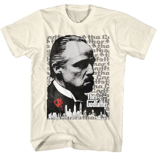 The Godfather - Gf Text Background - American Classics - Solid Off-White Adult Short Sleeve T-Shirt