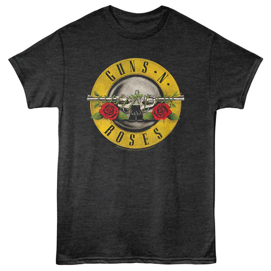 Guns N Roses - Bullet - American Classics - Gray Front Print Heather Adult Short Sleeve T-Shirt