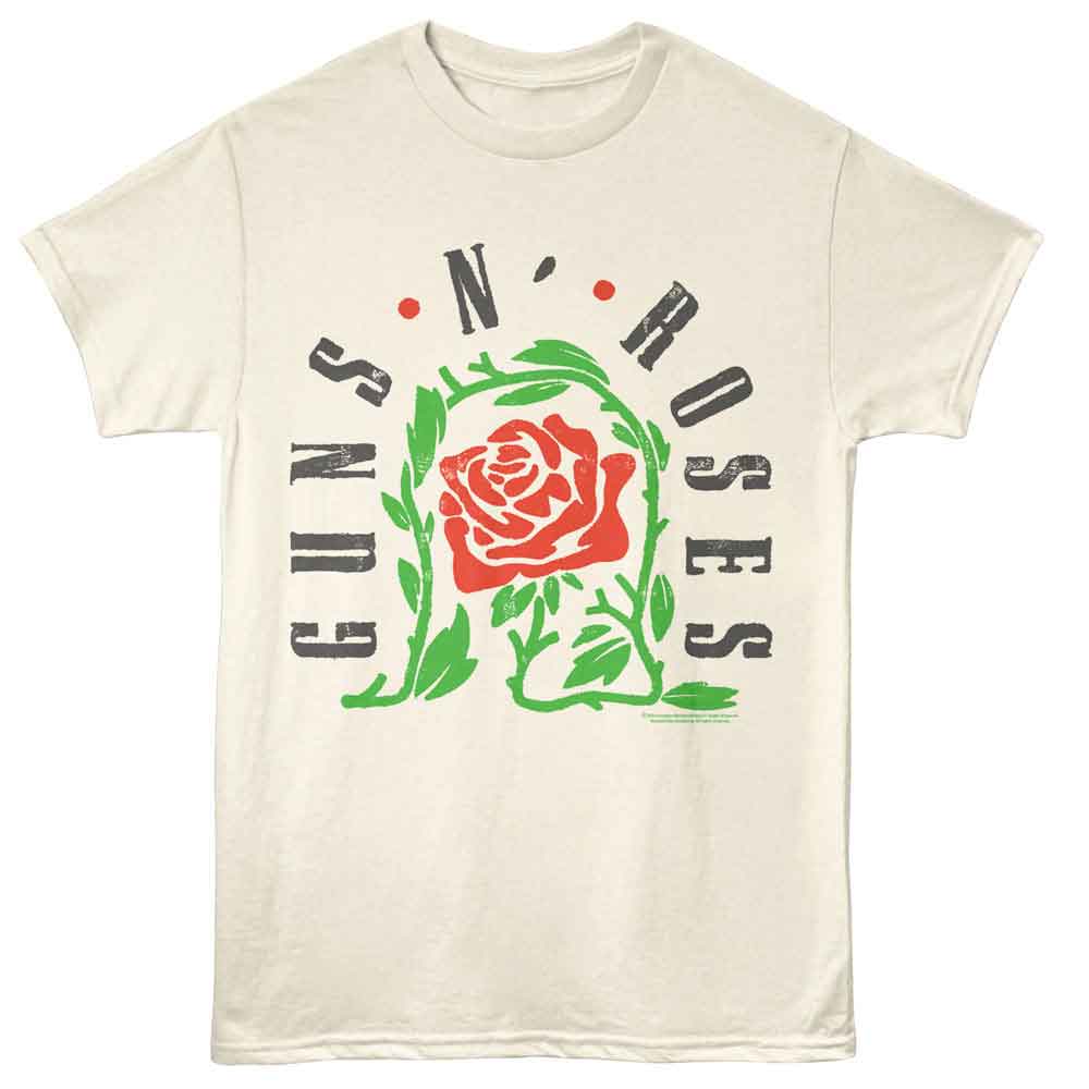 Guns N Roses - Thorned Rose - American Classics - Off-White Front Print Adult Short Sleeve T-Shirt
