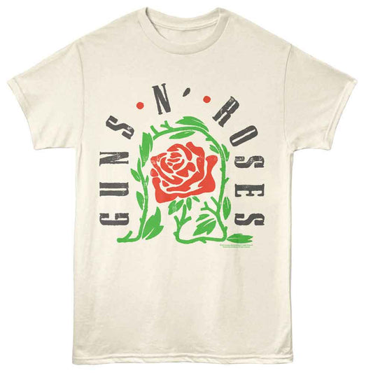 Guns N Roses - Thorned Rose - American Classics - Off-White Front Print Adult Short Sleeve T-Shirt