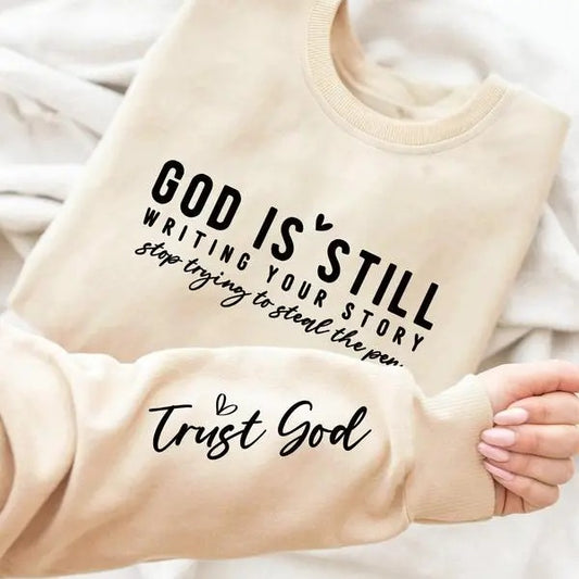 GOD is Still Sweatshirt, Trust God Shirt, Women's Letter Print Drop  Sweatshirt, Women's Clothes for Daily Wear, Unisex...