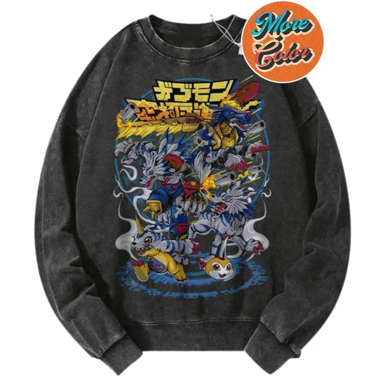 Gabumon Evolutions Digimon Anime Vintage Shirts, Cotton Unisex Sweatshirt, Crew Neck, Size S- 3XL, Menswear Top, Womenswear Top Underwear Streetwear
