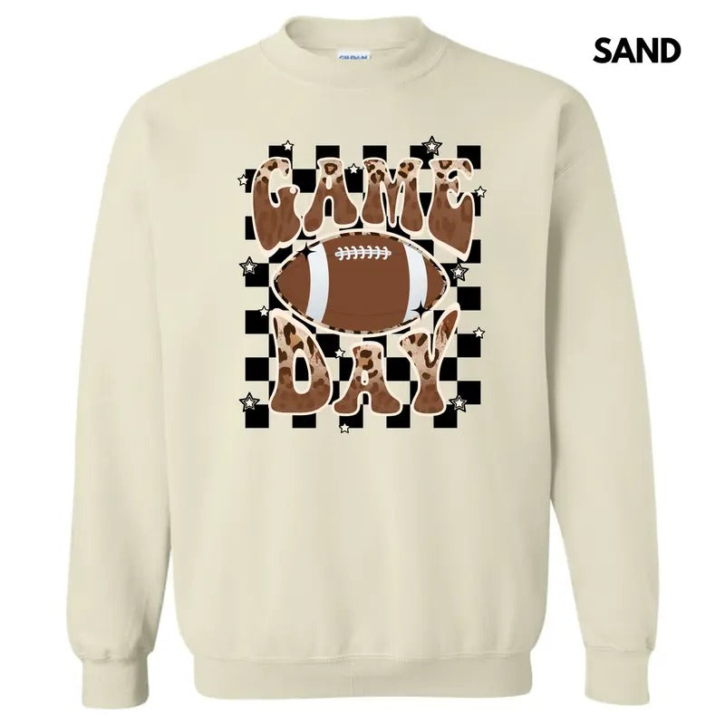Game Day Checkered Football Sweatshirt 'NLB' T-Shirts, Hoodie | InkThreadWorks.com