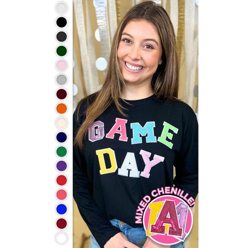 Game Day Sequin Funky Mix Long Sleeve T-Shirt Hoodie, Sweatshirt | InkThreadWorks.com