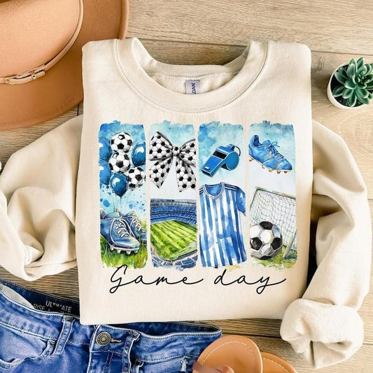 Game Day Soccer Coquette  Bow  Mama , Soccer Mom , Brushstroke Soccer Sweatshirt Crewneck Classic