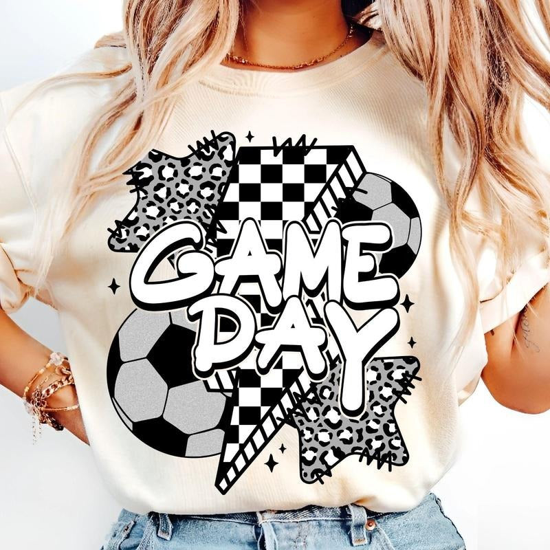 Game Day Soccer T-Shirt, Retro Soccer Coquette Shirt, Mama Soccer Bow Shirt, Team Spirit Gift , Gift For Mom, Mother's...
