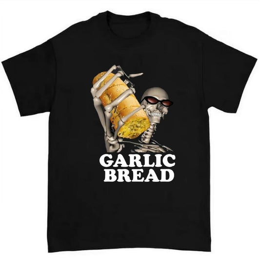 Garlic Bread Skeleton T-Shirt Highlighting Evil Skeleton Meme and Playful Garlic Bread Humor Style Hoodie, Sweatshirt