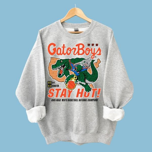 Gator Boys Stay Hot Sweatshirt, Florida Gators 2025 NCAA Basketball Champions Shirt, Vintage Sports Graphic Crewneck, Gift For Fans, Men, Women, Game Day Fit