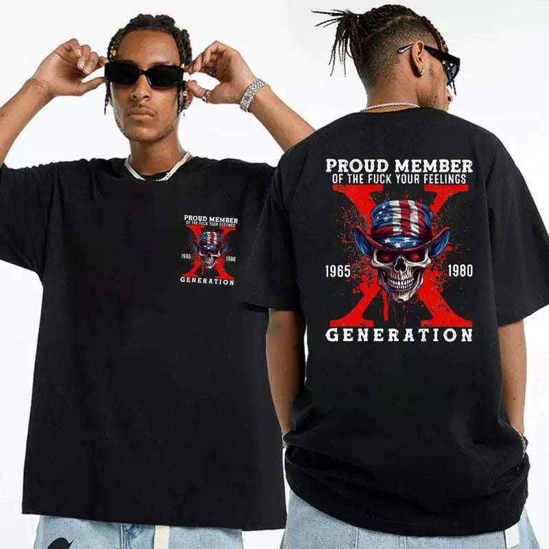 Generation X Fafo Two Side Shirt, Raised On House Water And Neglect, Funny Saying Shirt, Unisex Short Sleeve Tee Shirt, Casual Clothing Menswear Top