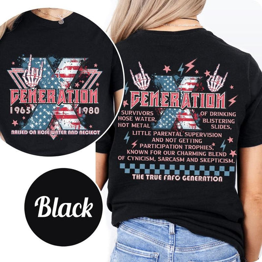 Generation X Tshirt, Funny Gen X 80s, America Gen X Raised On Hose Water, Unisex T-Shirt, Gifts For Men Women, Short...