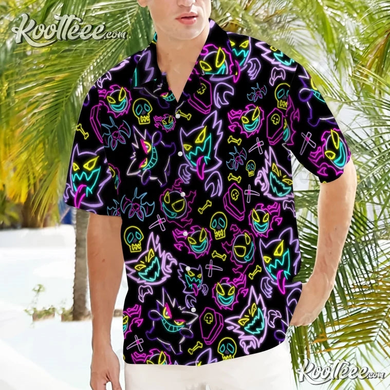 Gengar Ghost Neon Hawaiian Shirt