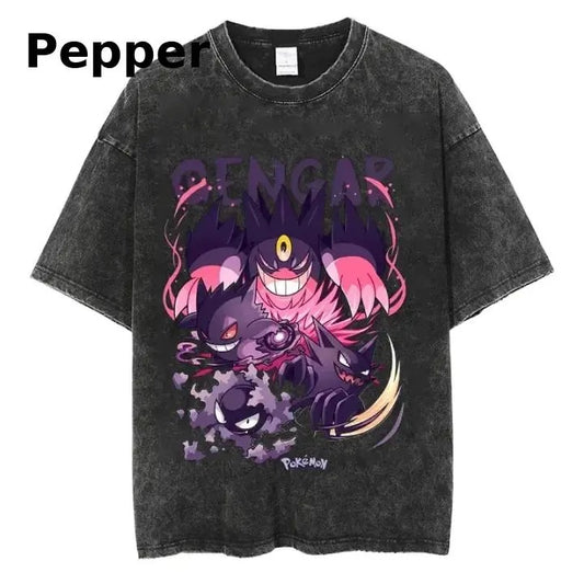 Gengar Graphic T-Shirt, Pokémon Fan Art Tee, Anime Shirt, Vintage Style Top