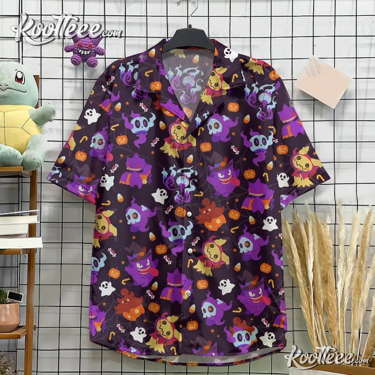 Gengar Halloween Pattern Hawaiian Shirt