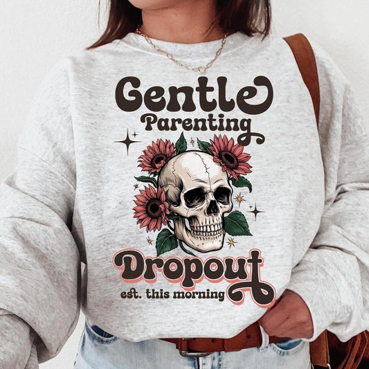 Gentle Parenting Dropout Sarcastic Mom Shirt, narky Retro Skull Trendy Mom Skeleton Shirt,, Retro Motherhood Shirt,, Funny Mom Shirt,