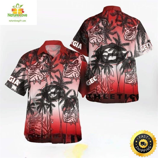 Georgia Bulldogs Hawaiian Shirt NCAA UGA Palm Tree
