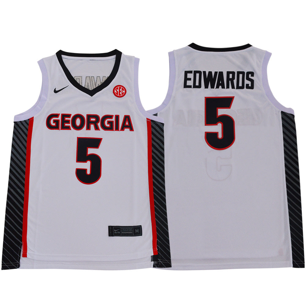 Georgia Bulldogs #5 Anthony Edwards Basketball White