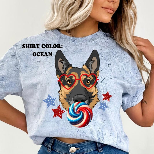 German Shepherd July 4th Dog Shirt ~ Unisex Apparel Relaxed Fit Printed In The USA Clothing Womenswear Casual Comfort...