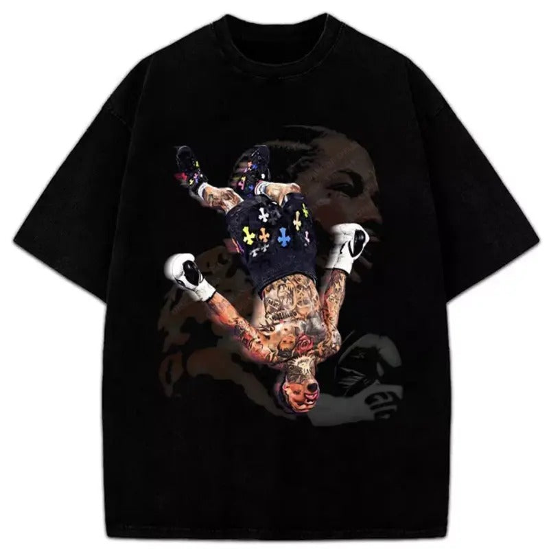 Gervonta Tank Davis Flip T-Shirt Tank Davis Boxing World Champion Custom Graphic Menswear Top Streetwear Crewneck Round Neck Tshirt