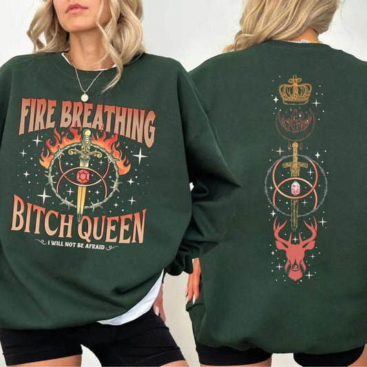 Get Your Hands On The Throne Of Glass Fire Breathing Bitch Queen 2 Sided Shirt,, Unisex Sweater Pullover Tee