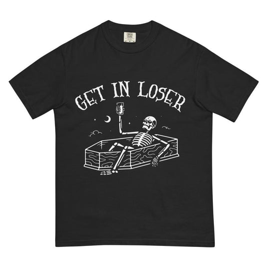 Get in loser Skeleton shirt, Skeleton Shirt, Spooky Season Shirt, Summerween shirt, Comfort Colors Halloween Shirt, Casual Shirt Unisex, Halloween Clothing, Graphic Halloween Apparel, Casual Cotton T-shirt, Unisex Halloween