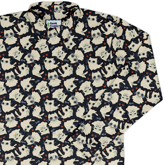 Ghost Cats Long Sleeve Button Up Shirt