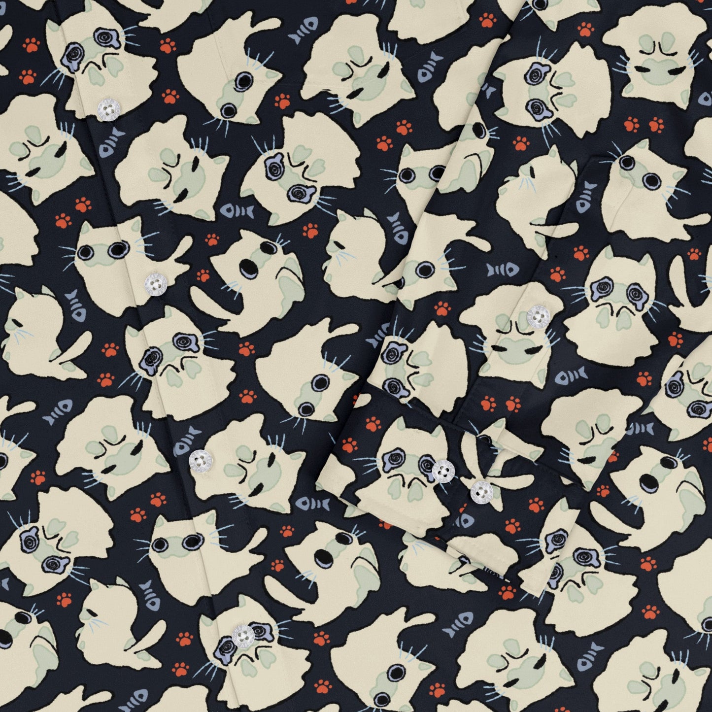 Ghost Cats Long Sleeve Button Up Shirt