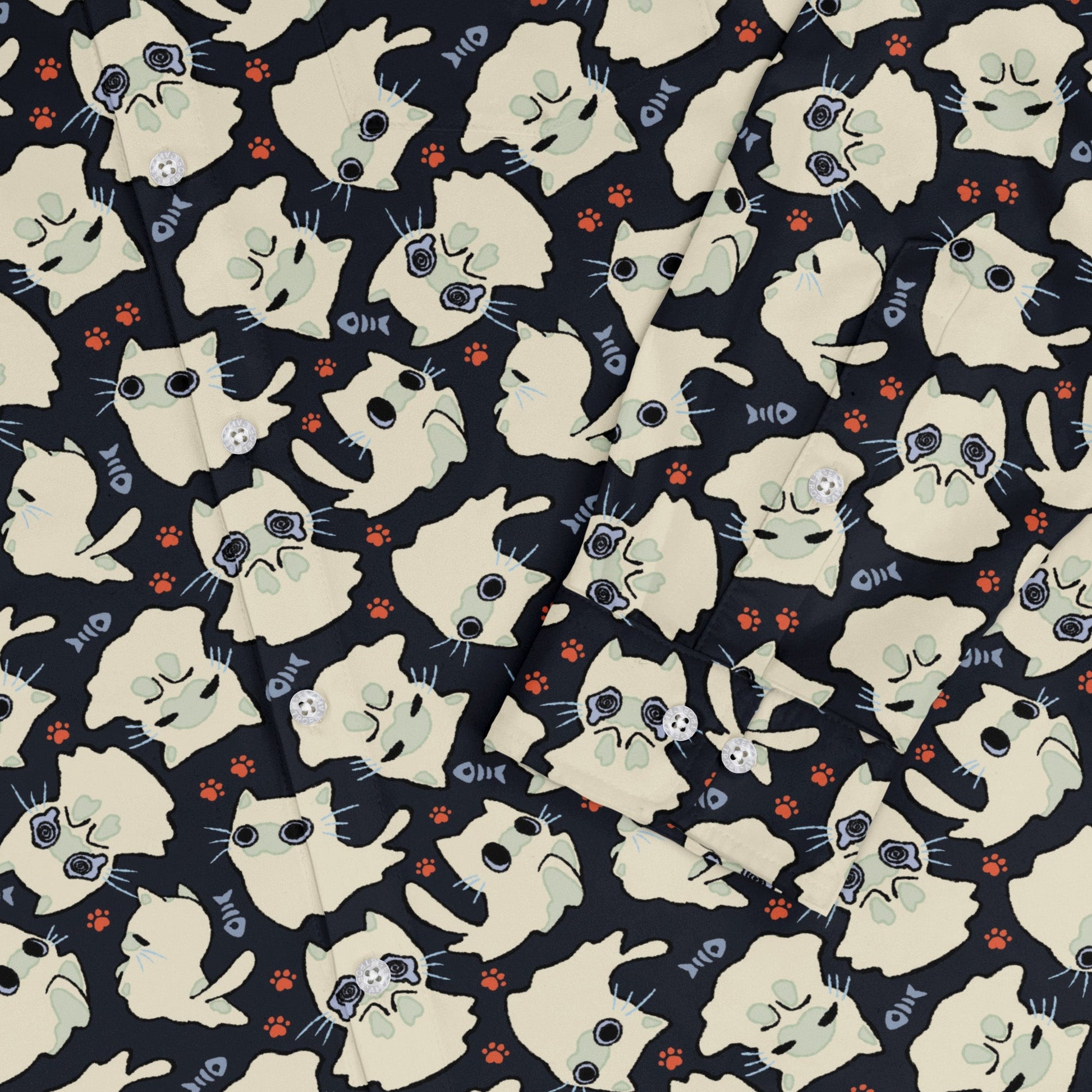 Ghost Cats Long Sleeve Button Up Shirt
